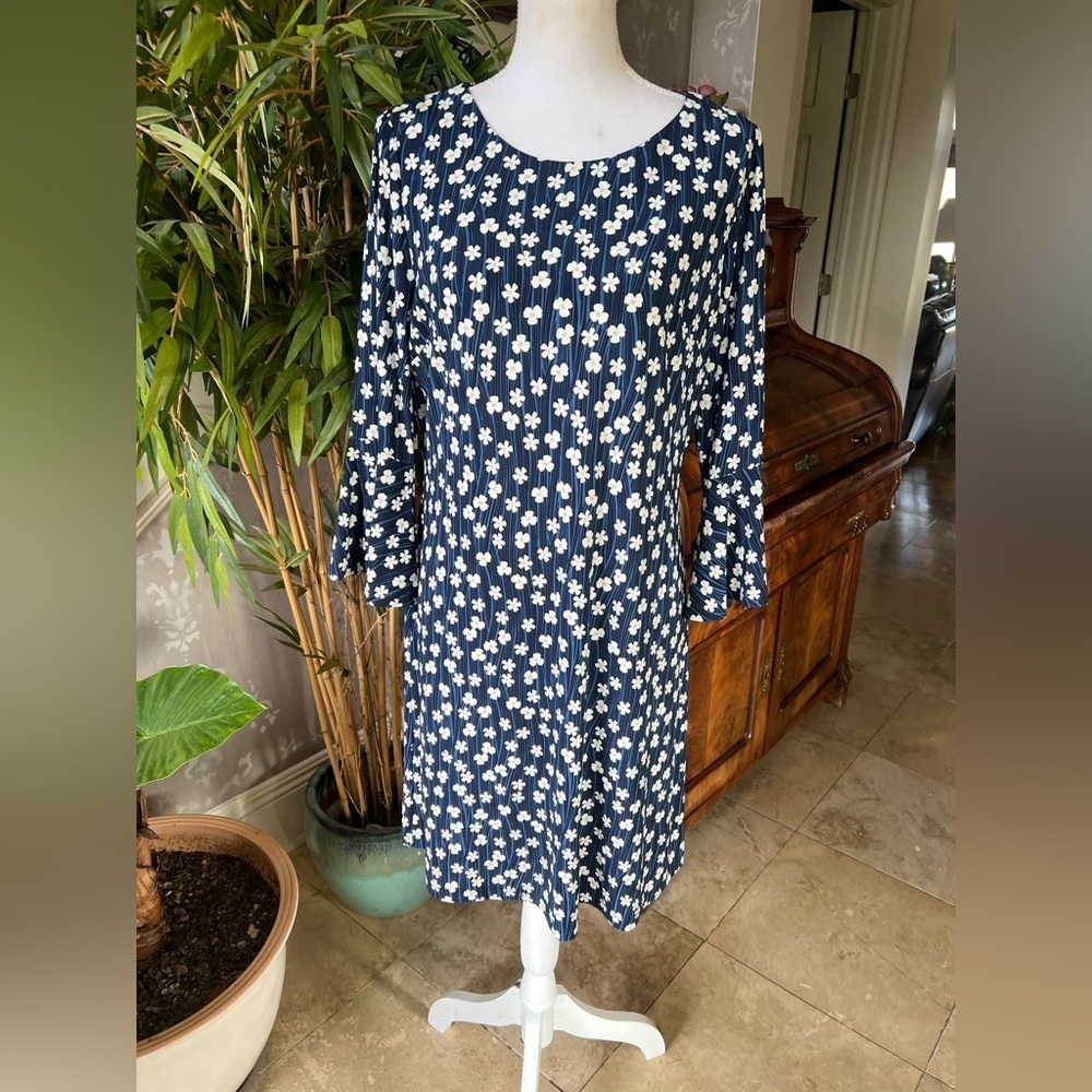 Tommy Hilfiger Daisy Chain Jersey Shift Dress with Bell Sleeves size 12 exc cond - Picture 4 of 14